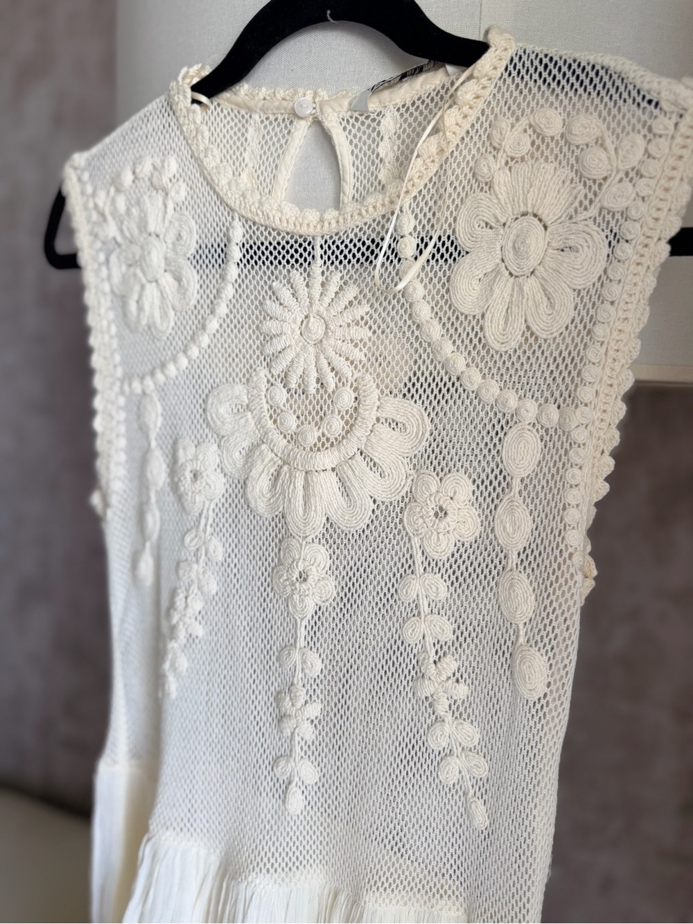 Zara Ivory Crochet Maxi Dress